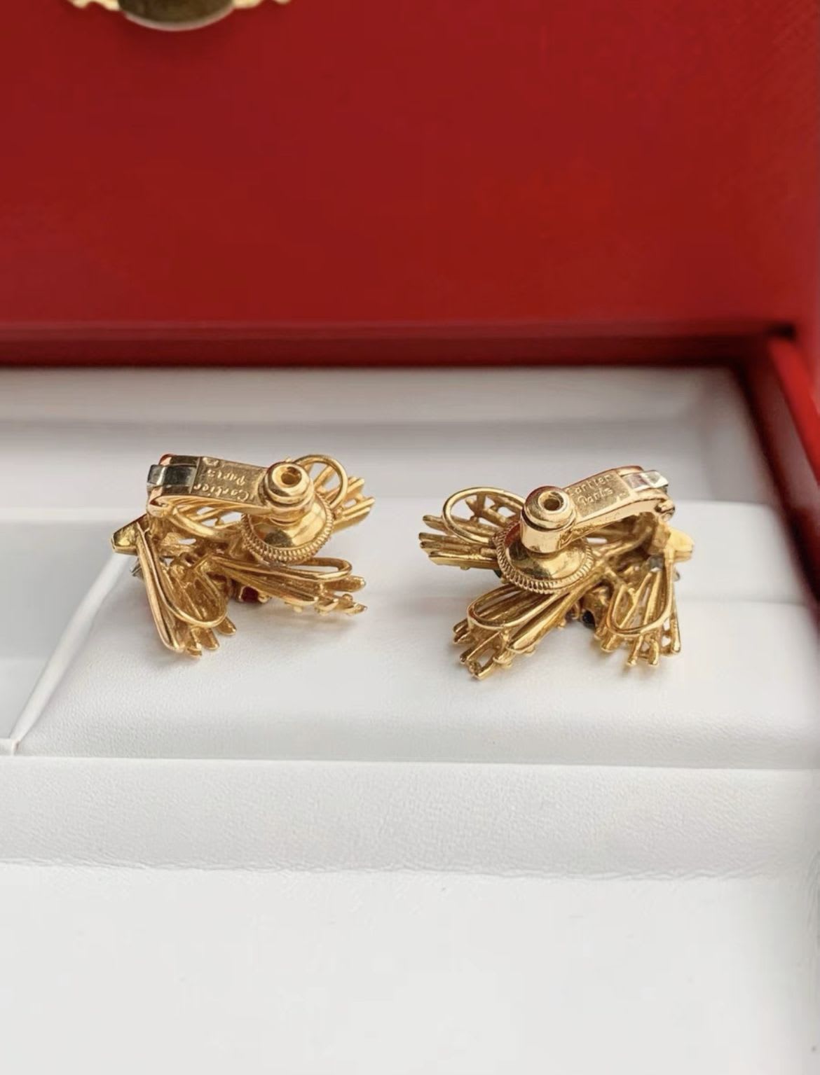 Cartier Gold Colored Diamond Ear Clip Second Hand With Box