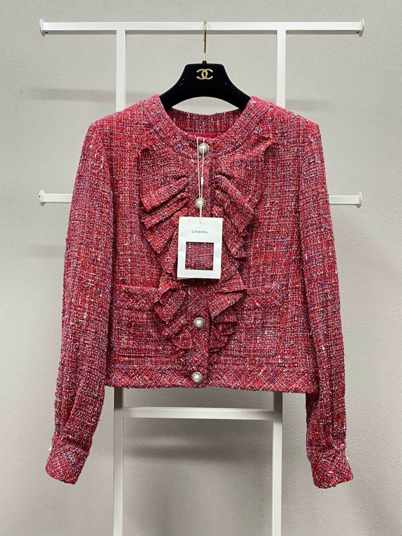 Chanel 19P Red Tweed Jacket
