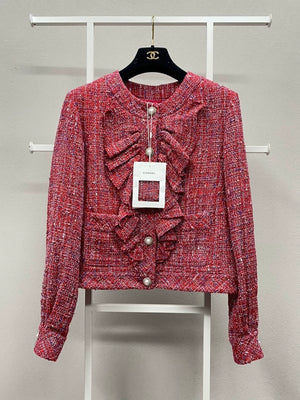 Chanel 19P Red Tweed Jacket