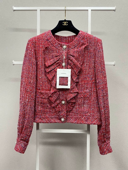 Chanel 19P Red Tweed Jacket