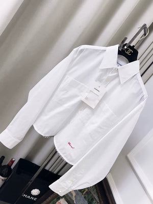 Chanel 26s white cropped leather long-sleeved shirt
