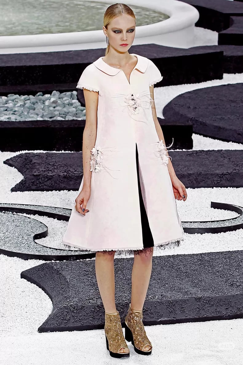 Chanel pink dress with a black tulle lining
