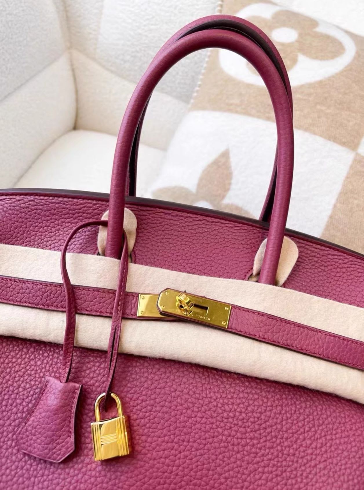 Hermes Birkin 35, K5 Tosca Purple Gold Buckle