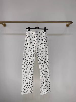 Chanel 25B black and white polka dot jeans