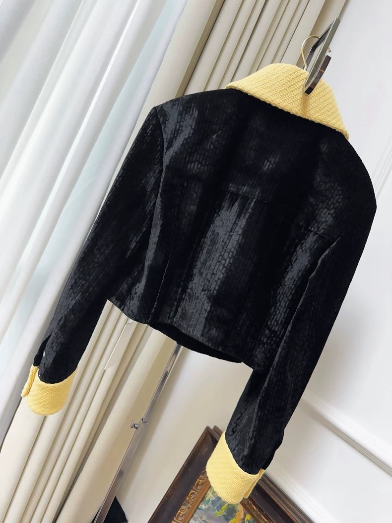 Chanel 22B Black and Yellow velvet javket