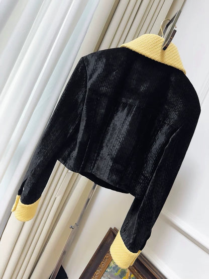 Chanel 22B Black and Yellow velvet javket