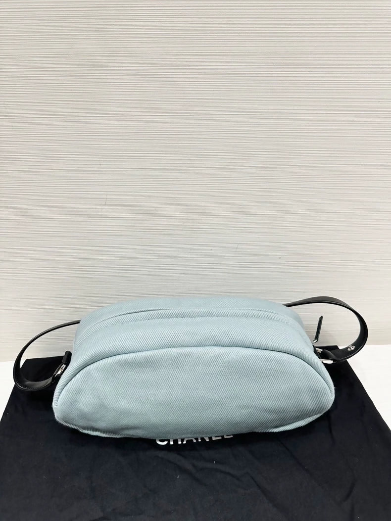 Chanel 26M Coco Beach series blue rugby ball canvas bag,