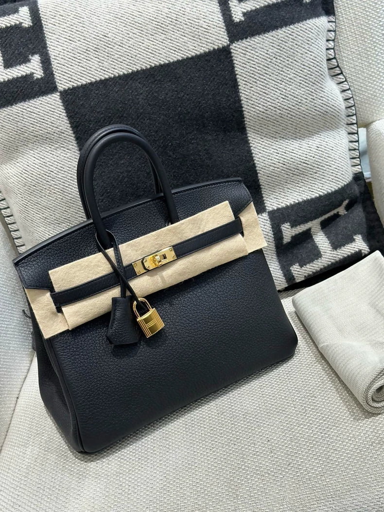Hermes Birkin 25 black togo leather gold hardware
