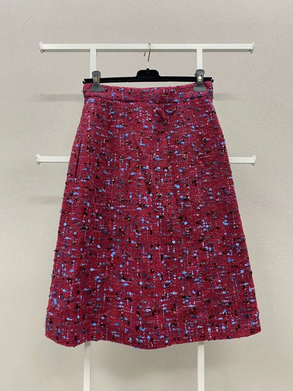 Chanel 20K Red tweed skirt