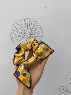 Miu Miu 26s runway floral bow silk scrunchie