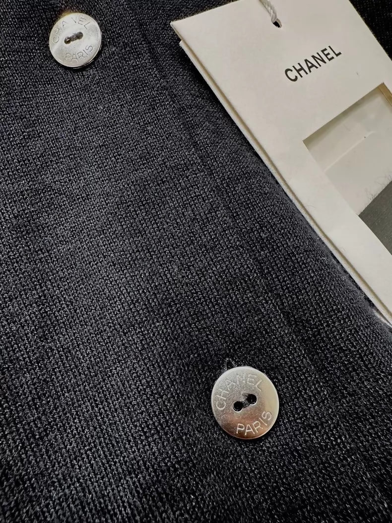 Chanel 26P black knit cardigan, F34