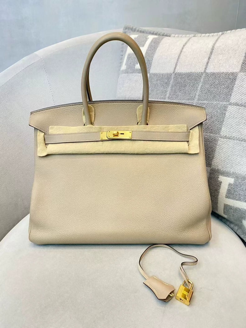 Hermès Birkin 35 Gris Tourterelle Togo Leather Gold Hardware