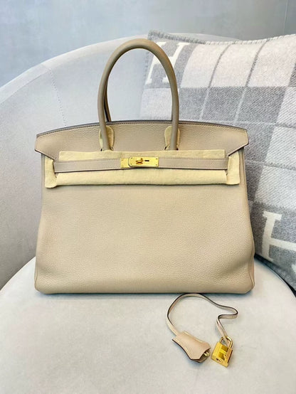 Hermès Birkin 35 Gris Tourterelle Togo Leather Gold Hardware
