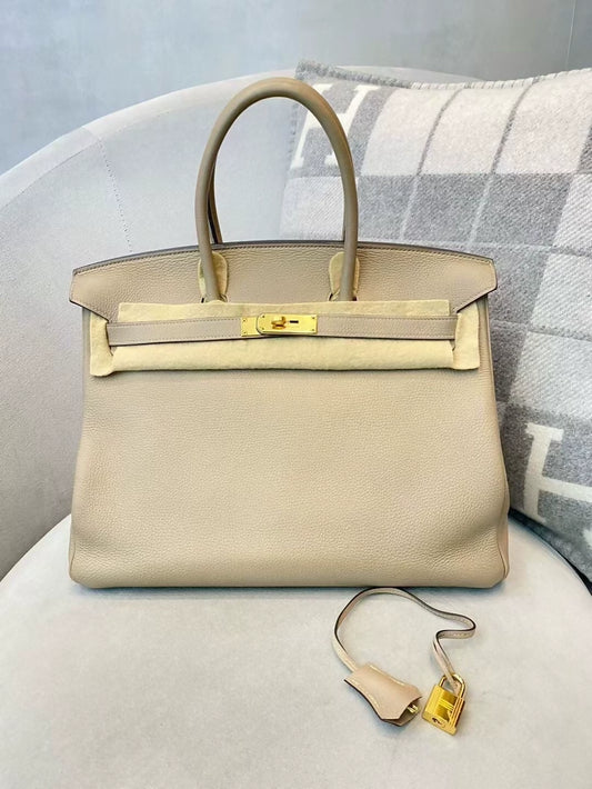 Hermès Birkin 35 Gris Tourterelle Togo Leather Gold Hardware
