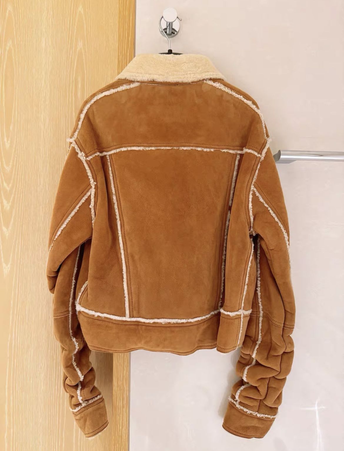 Saint Laurent catwalk camel sheepskin fur coat