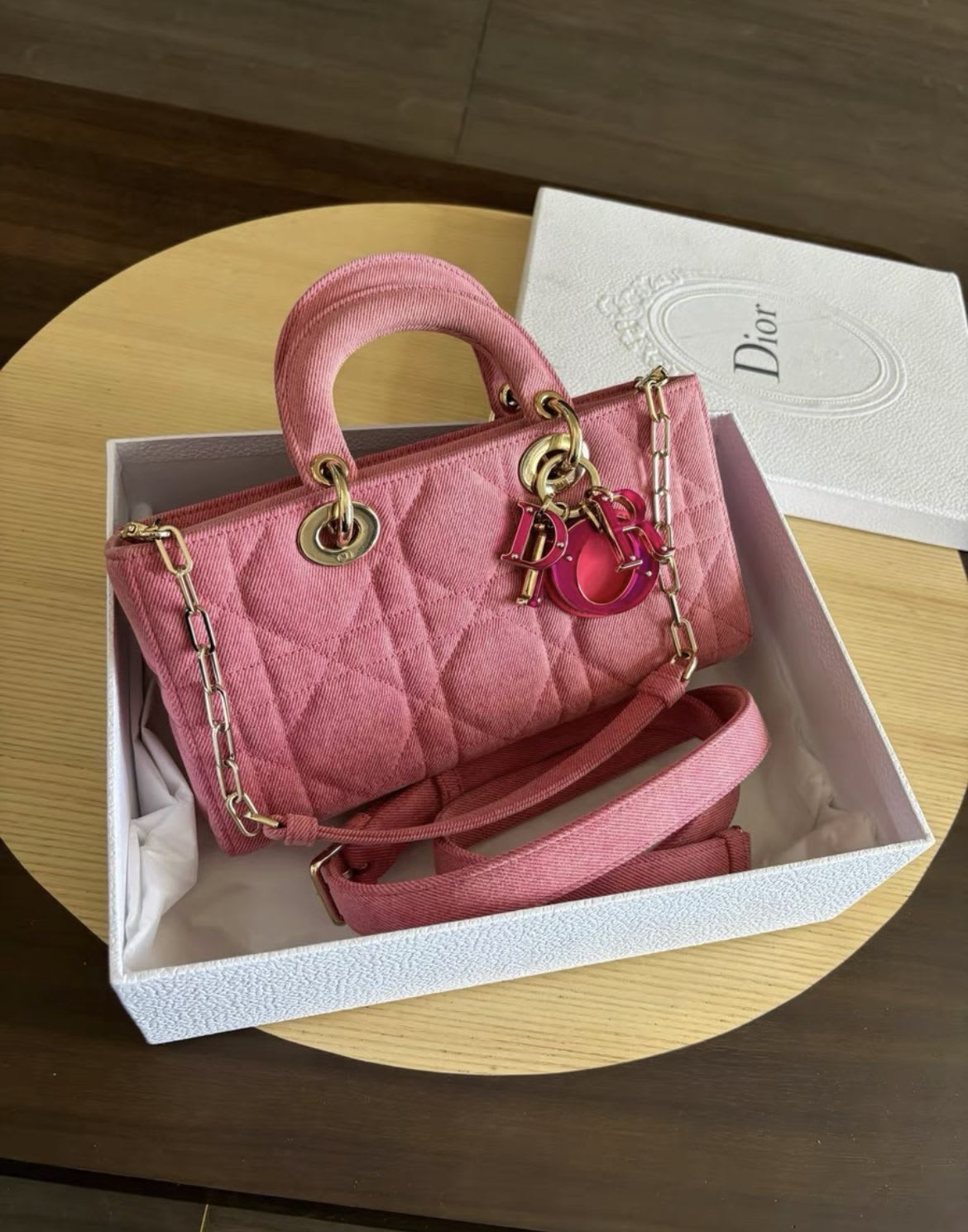 CHRISTIAN DIOR Denim Macrocannage Lady D-Joy Pink