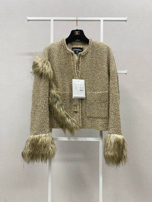 Chanel 21A Haute Couture Gold Tweed Jacket