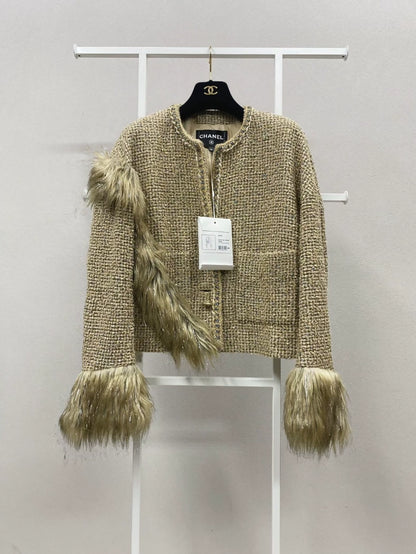Chanel 21A Haute Couture Gold Tweed Jacket