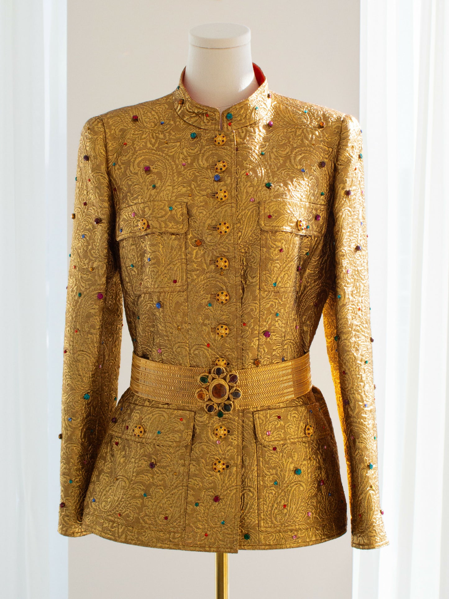 chanel vintage fall 1996 gold brocade jeweled embellished 96a jacket 3