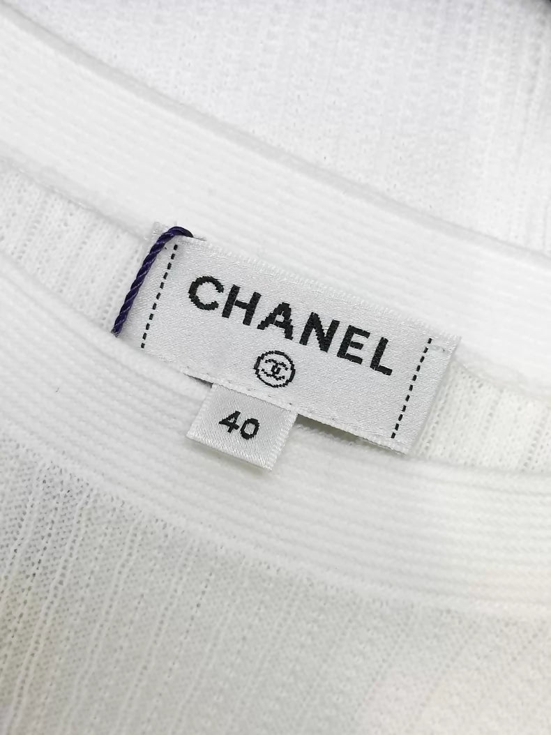 Chanel 20S White Knit Top