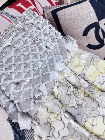 Chanel 16C silver-white gradient lace dress