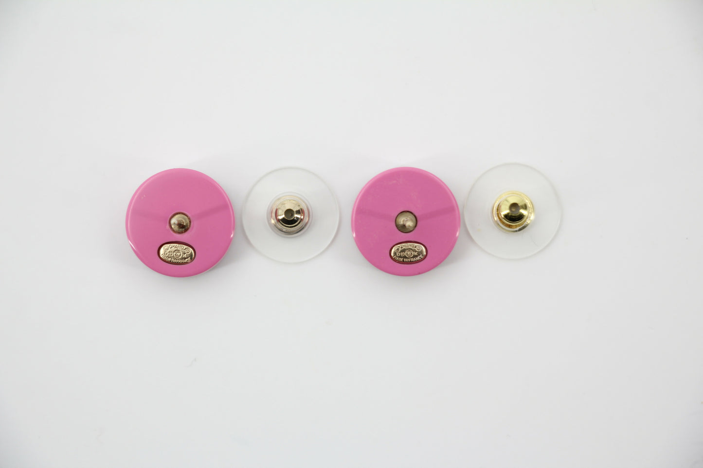 Chanel D19K Acrylic Pink Purple Thin Round Earrings