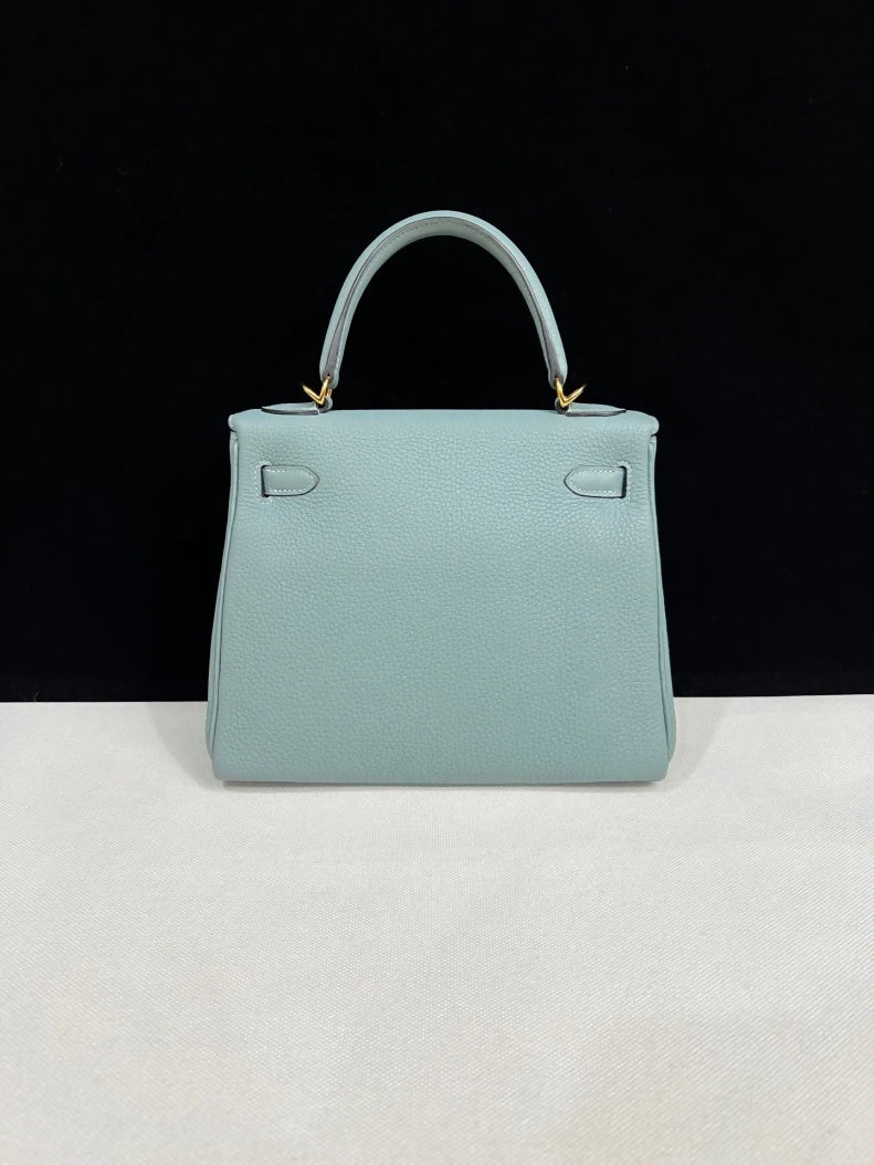 Hermes Kelly 25 sky blue Togo leather with gold hardware