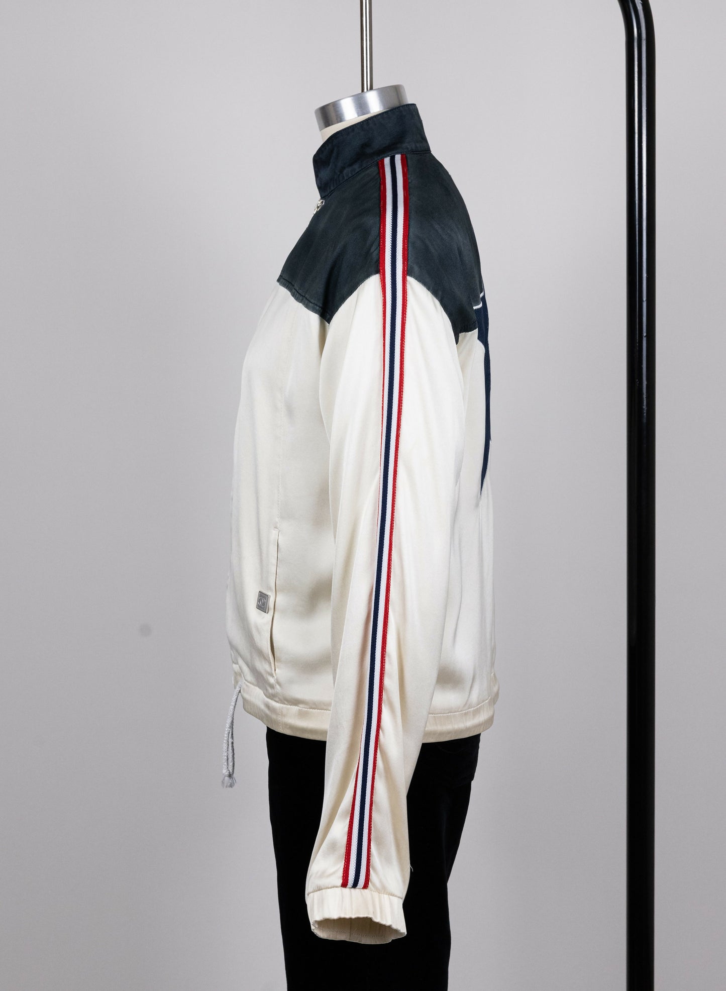 Chanel 2002 Spring/Summer Vintage Cream CC Logo Star Bomber Jacket