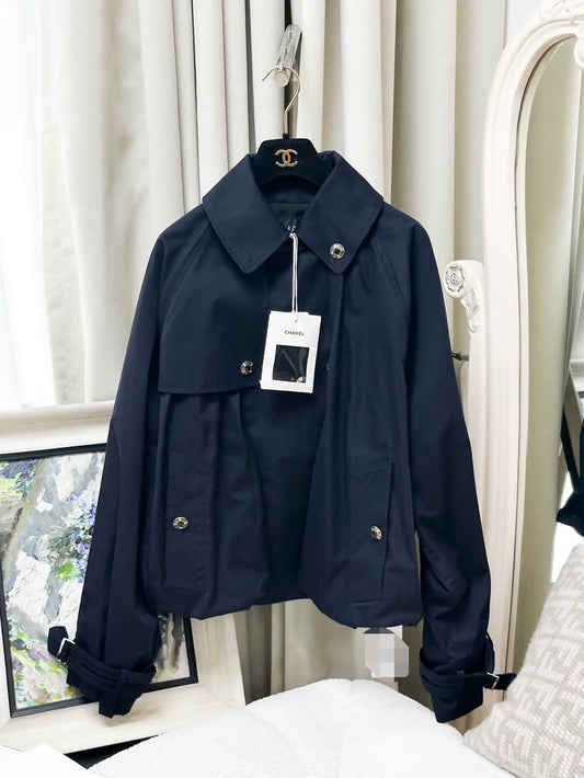 Chanel 25B dark blue trench coat