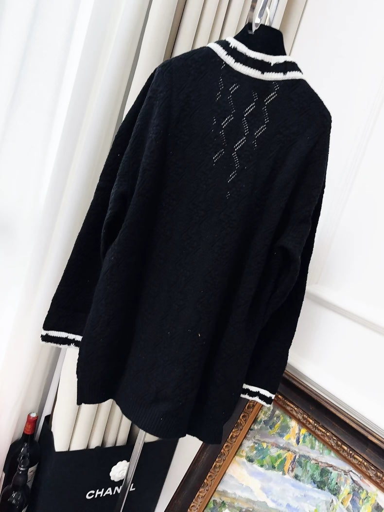 Chanel 22c Black and White Cardigan
