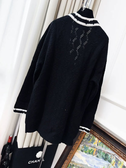 Chanel 22c Black and White Cardigan