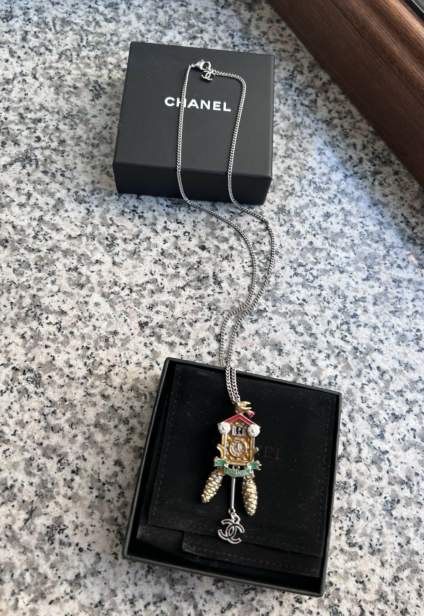 Chanel Cuckoo Clock Pendant Necklace
