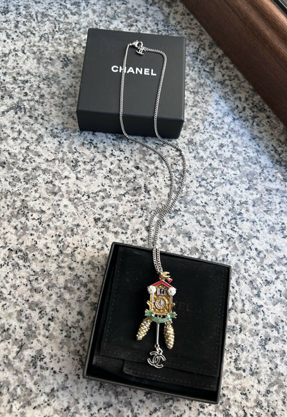 Chanel Cuckoo Clock Pendant Necklace