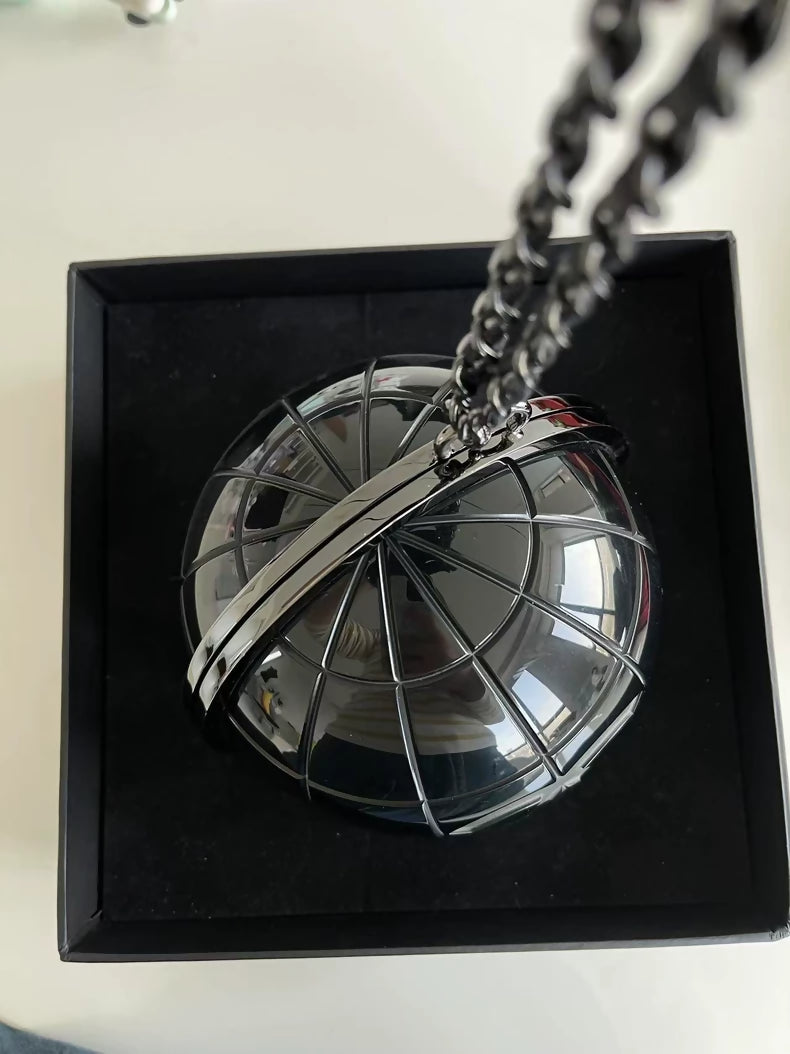 Chanel 13 Black Plexiglass CC Globe Minaudière Clutch Black Hardware