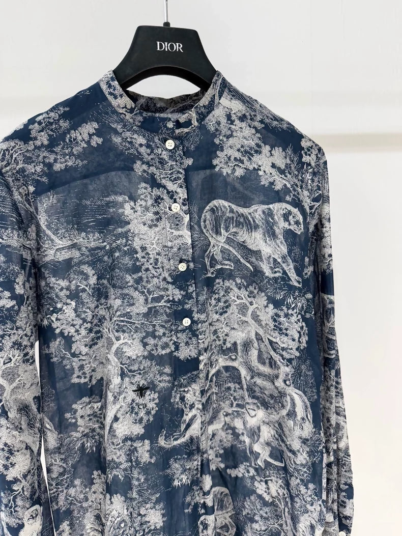 Dior blue Print Shirt Dress