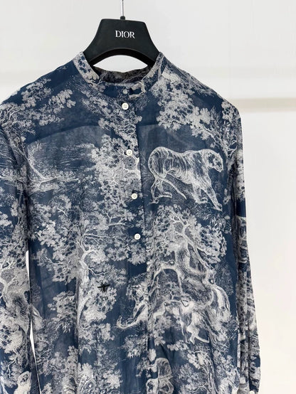 Dior blue Print Shirt Dress