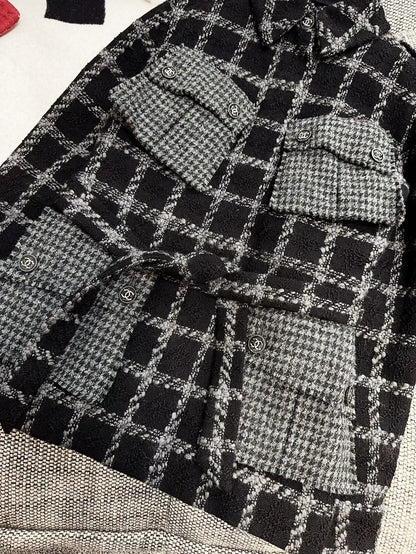 Chanel 22K black and gray plaid jacket