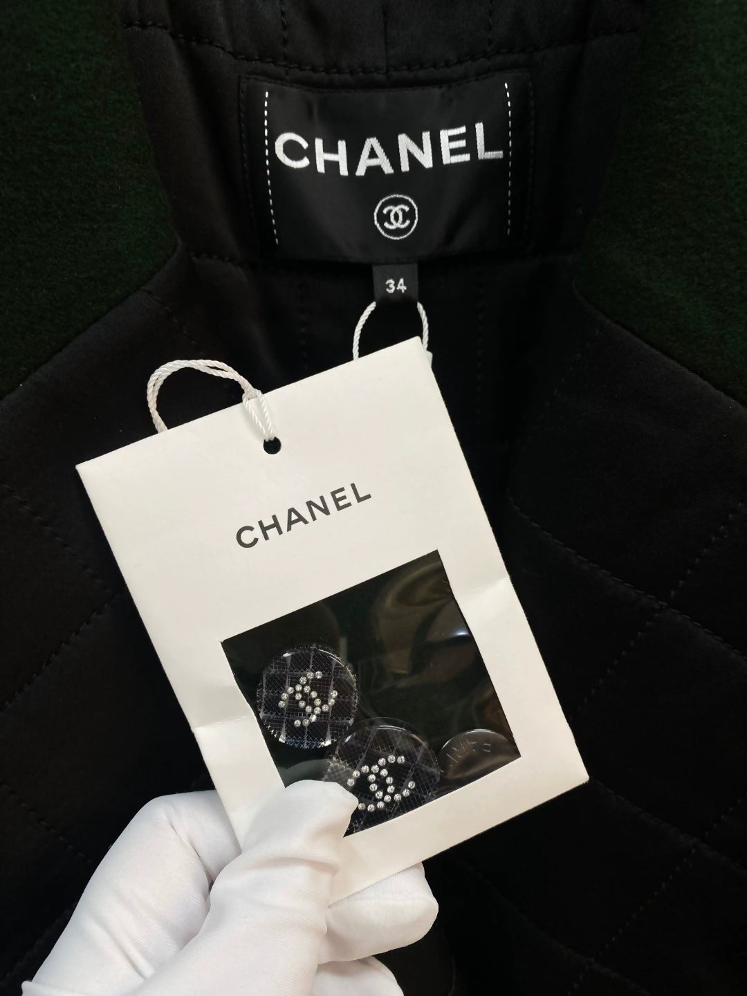 Chanel 21K dark green woolen long coat