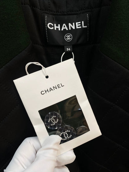 Chanel 21K dark green woolen long coat