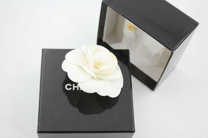Chanel Vintage 81-85 White Silk Camellia Brooch