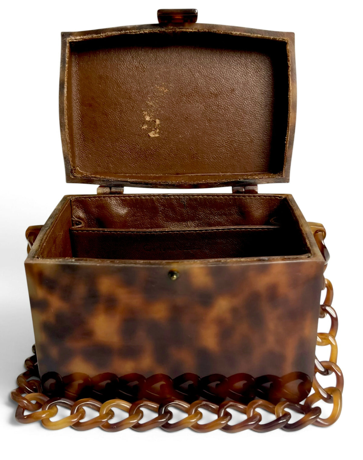 Chanel 1994-1996 Tortoiseshell Plexiglass Mini Box Vanity Bag extra rare