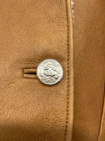 Chanel 24K Khaki shearling lambskin coat