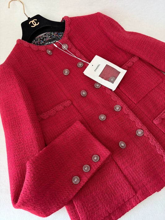 Chanel 24A Red tweed Jacket
