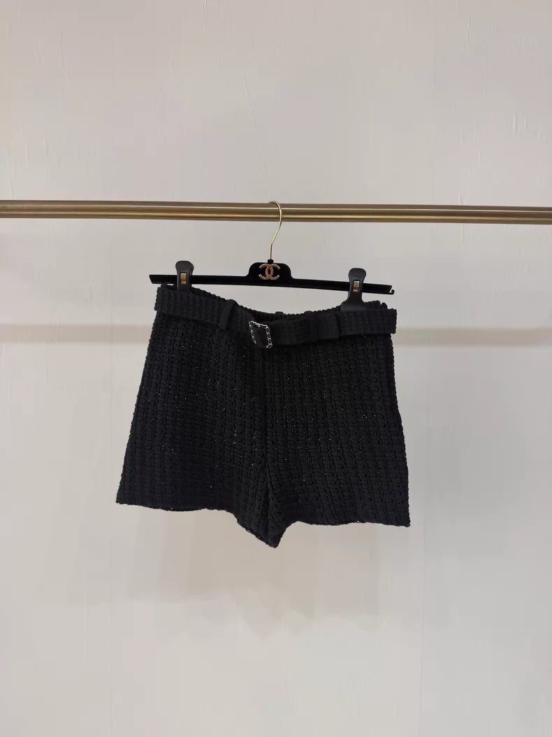 Chanel 25C belted black shorts