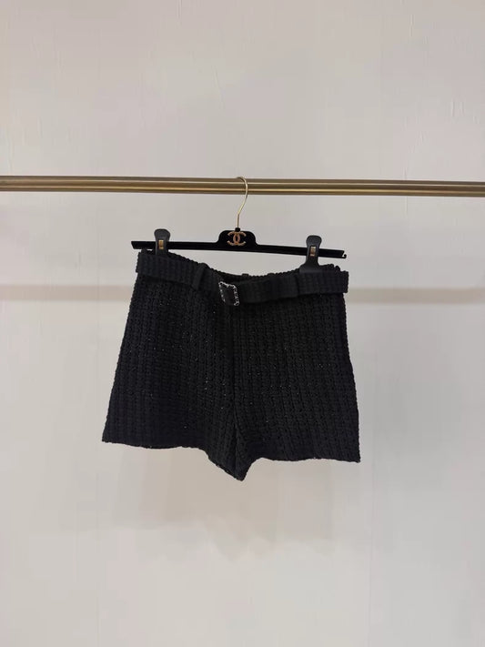 Chanel 25C belted black shorts