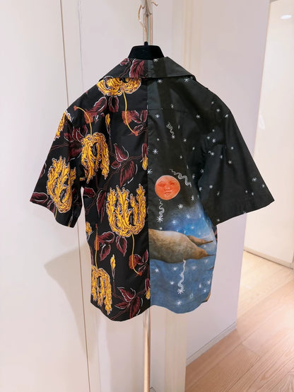 Prada "Impossible Love" two-tone print short-sleeved shirt