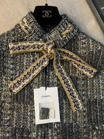 Chanel 16A Black and Gold Knitted Cape