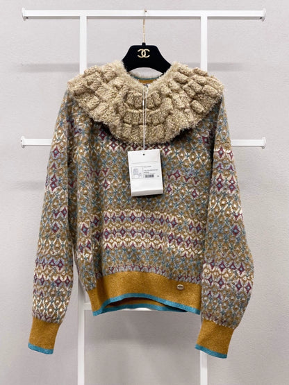 Chanel 19A Egyptian series gold thread knitted sweater