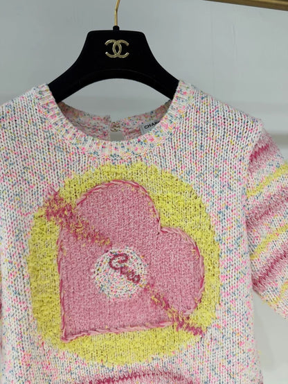 Chanel 24C Pink Heart Knit Top