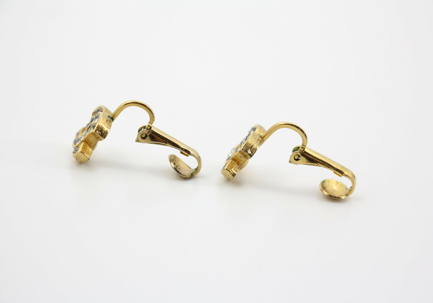 Chanel Vintage 71-80 Rhinestone & Gold-Plated Large CC Clip-on Earrings